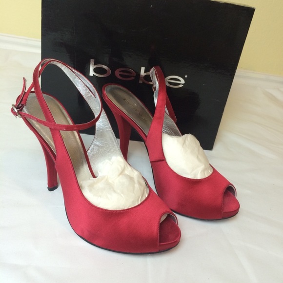 Red peep toe heels - Picture 3 of 12